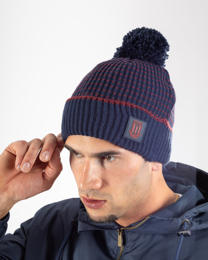 Ribbed Cuff Bobble Hat