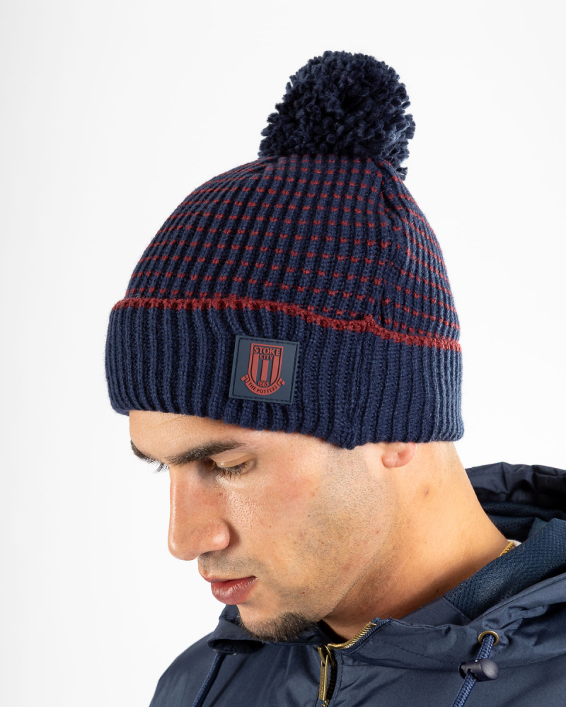 Ribbed Cuff Bobble Hat