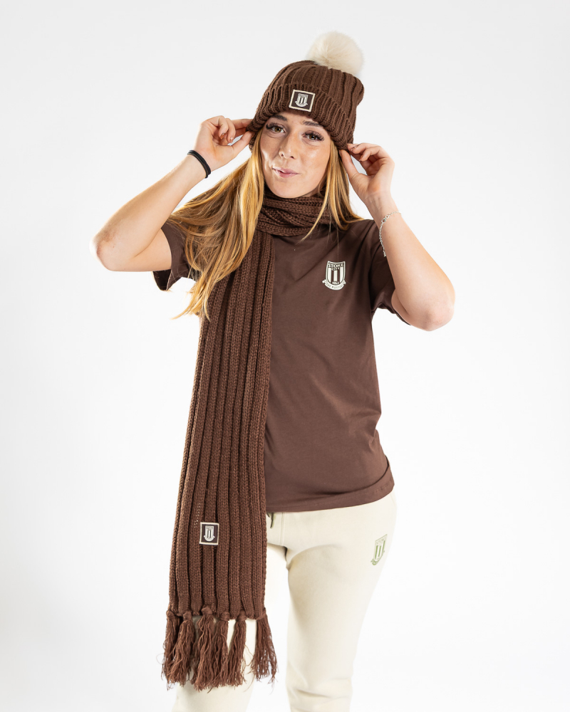Womens Chocolate Bobble Hat