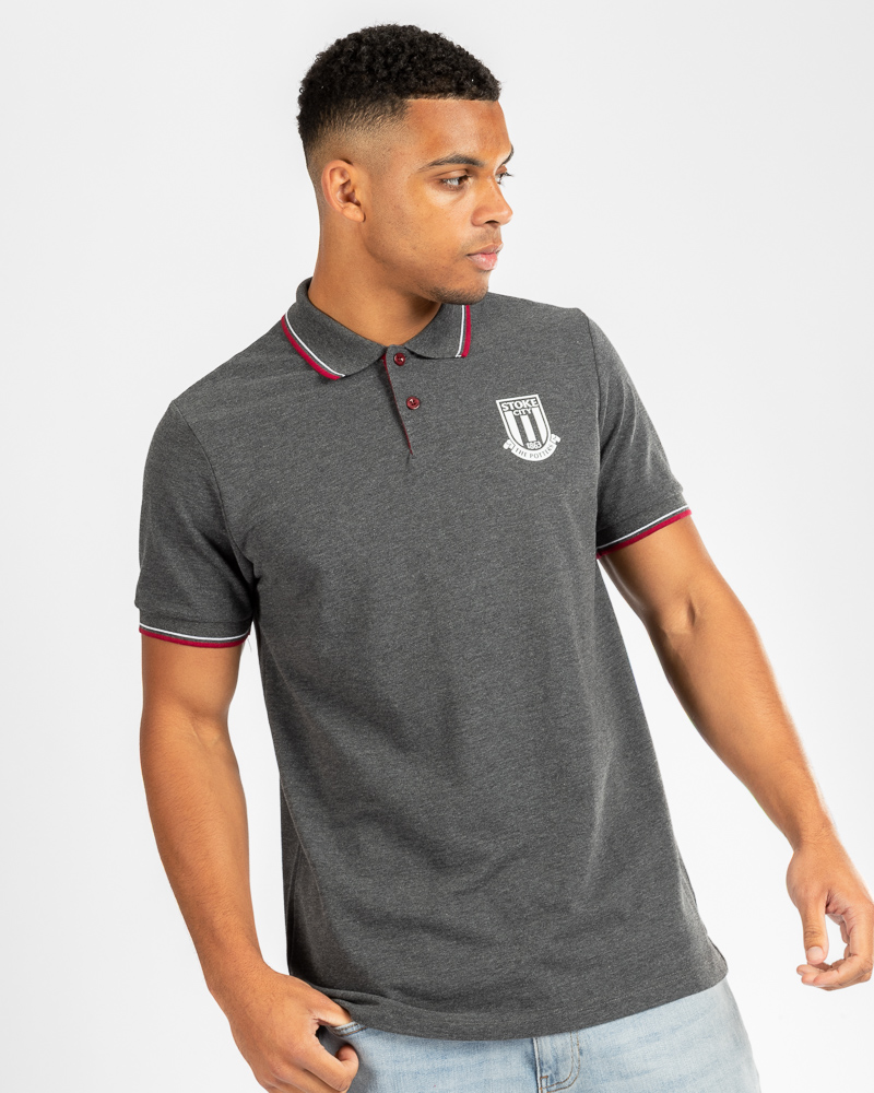 Adult Charcoal Space Dye Tipped Polo