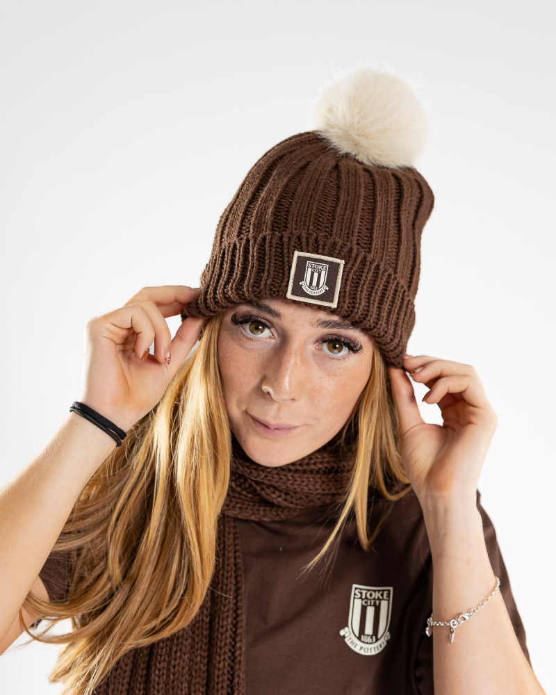 Womens Chocolate Bobble Hat