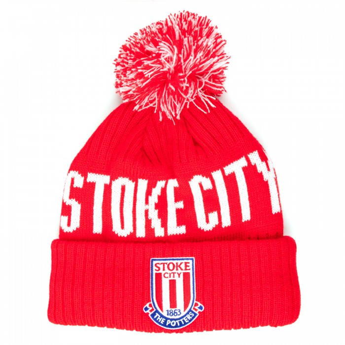 Stoke City Text Bobble Hat